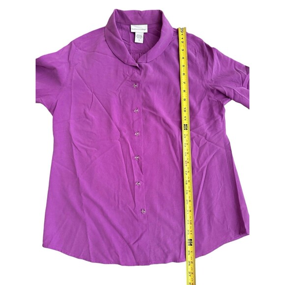 Soft Surroundings 100% Silk Purple Button Down Blouse‎ Size PM - Picture 5 of 7